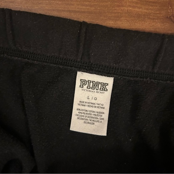 PINK Victoria's Secret Black Track Pants with Tropical lettering joggers - Picture 4 of 4